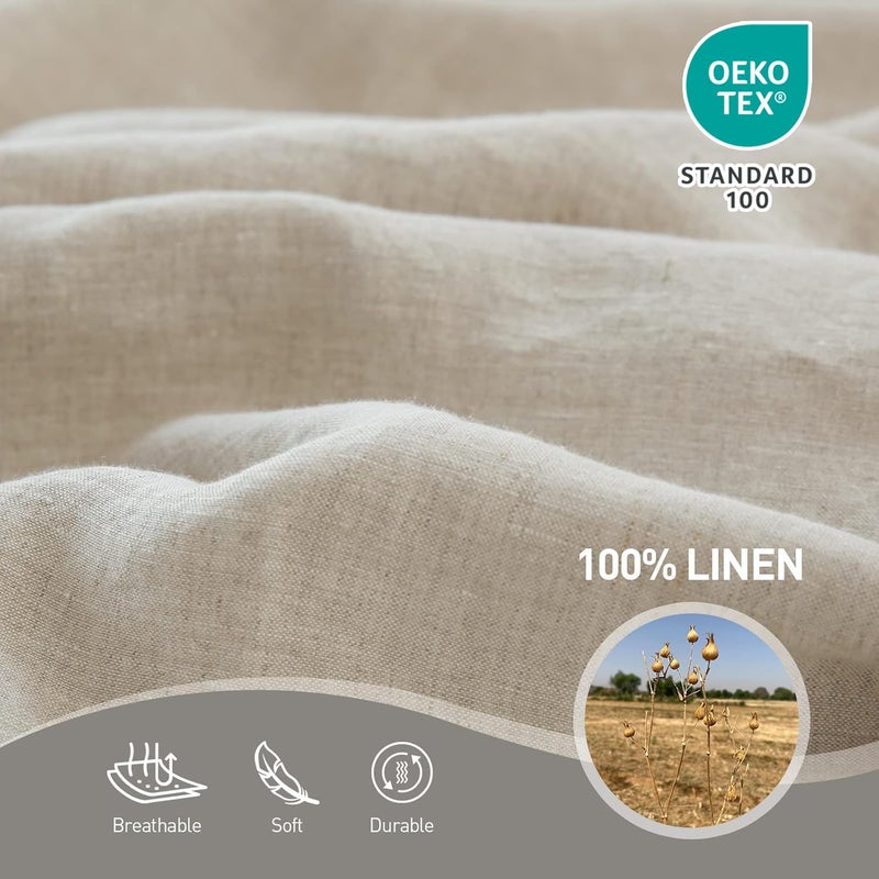 Simple&Opulence French Linen Flat Sheet with Embroidered Border-100% Stone Washed Flax Bedding,Queen Size(90''x102'') Ultra Soft,Breathable Flat Top Sheet-1 Piece Bed Flat Sheet Only(Linen) - Image 2